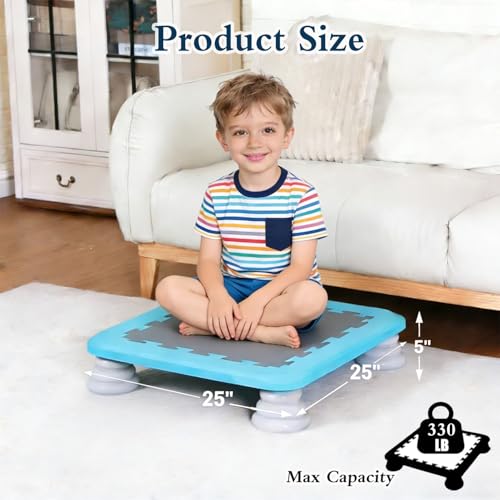 Mini Trampoline for Kids, 25 Inch Square Bouncy Board for Kids, Sensory Trampoline for Autism Kids Indoor with Non Slip Base, Max Load 330 lbs, for Kids Ages 3-12 Boys Girls