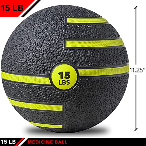 JFIT Dual Texture Medicine Ball – Weighted Exercise Ball for Strength, Core & Functional Fitness Training - style: 15lb