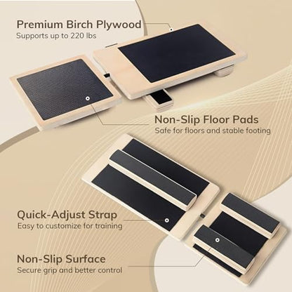 Balance Board Ankle Balance Trainer(with Resistance Band), Slant Board for Calf Stretching&Ankle Strengthener, Multi-Function Axis Board for Stability, Physical Therapy, Injury Recovery&Home Fitness