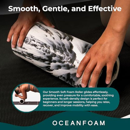 Smooth Soft Foam Roller (Black Marbled) - Beginner, Travel Sized Low Density Foam Roller for Home & Gym, Physical Therapy, Back Pain, & Exercise - Yoga & Athletics (12.5" x 5")