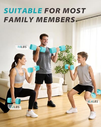 Ragebby Adjustable Dumbbell Set of 2, Weights for Men and Women at Home - color: MINT BLUE, style: 10LB(5LB Pair)