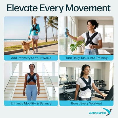 EMPOWER Weighted Vest for Women with Reflective Strips – Fixed 8lbs, Adjustable 4-10lbs (4 in1) or Adjustable10-16lbs (4 in 1), Strengthen Muscles, Boost Bone Health, and Burn More Calories for Workout - Rucking Vest - style: 8lb Vest