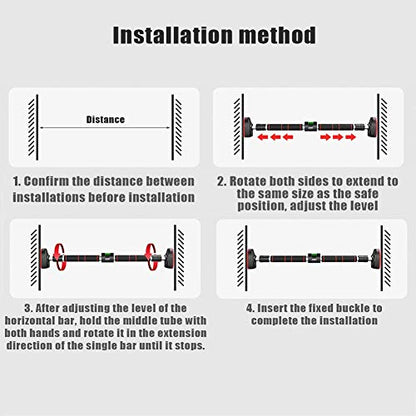 Doorway Pull Up Bar, No Screws Installation Chin Up Bar Adjustable Width with Level Tester Anti-Slip Mat and Safety Lock, Upper Body Workout Muscle Building Strength Training, Up 250Kg - size: 121~170cm