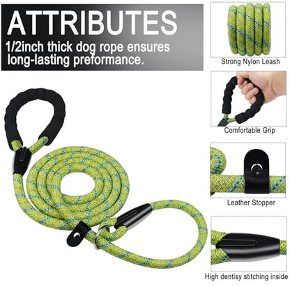 6 FT Heavy Duty Dog Leashes with Comfortable Padded Handle,Blue Green - color: Blue Green, size: 6 Feet x 1/2 Inch