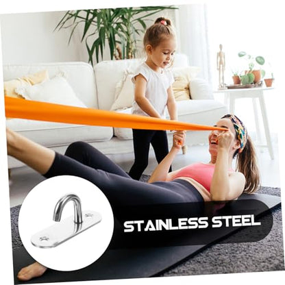 WOONEKY 4pcs Resistance Band Wall Anchors Stainless Steel Hook Set for Home Gym Workout Band Mounts Yoga Exercise Strap Wall-Mounted Anchor Points