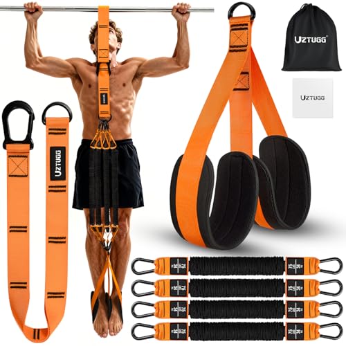 Heavy Duty Pull Up Assistance Bands, Pull Up Assist Band with Dual Foot Rests for Men, Adjustable 4 Resistance Bands for Back Workout, Home Gym Strength Training Equipment for Pull Up Bar