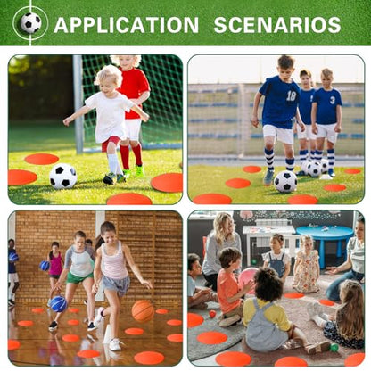 Poly Spot Markers 4 inch/9 inch Non-Slip Rubber Agility Training Markers Floor Dots Flat Field Cones for Football, Soccer, Basketball, School Exercise Drills, Dance Practice - style: 9 inch 12 Pcs Orange Red (TPE)