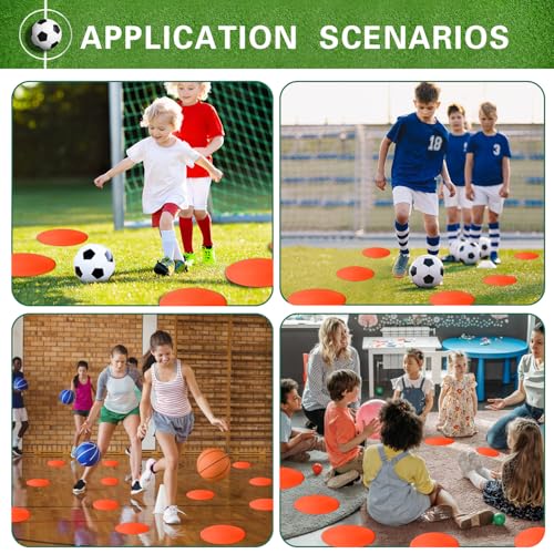 Poly Spot Markers 4 inch/9 inch Non-Slip Rubber Agility Training Markers Floor Dots Flat Field Cones for Football, Soccer, Basketball, School Exercise Drills, Dance Practice - style: 9 inch 30 Pcs Orange Red (TPE)