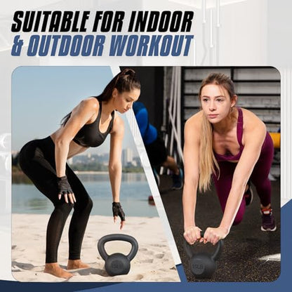 MADOG Kettlebell with Wide Handle, Made of Powder-Coated Solid Cast Iron