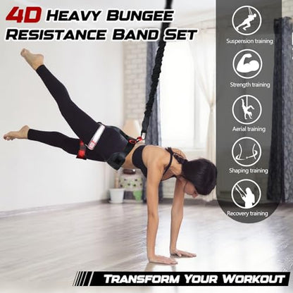 Heavy Duty Bungee Fitness Set, Professional 4D Bungee Resistance Band - size: XXL(198-220 pounds )