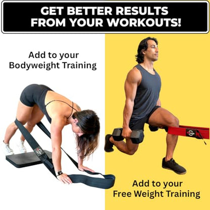 Fabric Long Loop Resistance Bands with Door Anchor and Workout Instructions - Exercises for Glutes, Legs, Chest, Muscle Building, Physical Therapy - Medium & Heavy Strength NT Loop