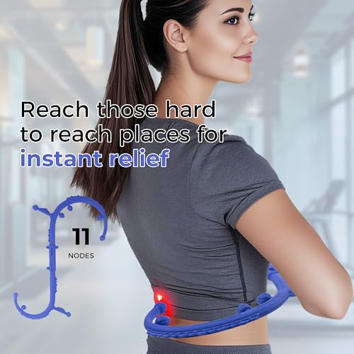 Massage Stick,Handheld Trigger Point Back and Neck Massager Cane, Deep Tissue Self Massage Tool for Muscle Knots and Myofascial Release,for Pain Relief and Muscle Recovery,Blue - color: Blue