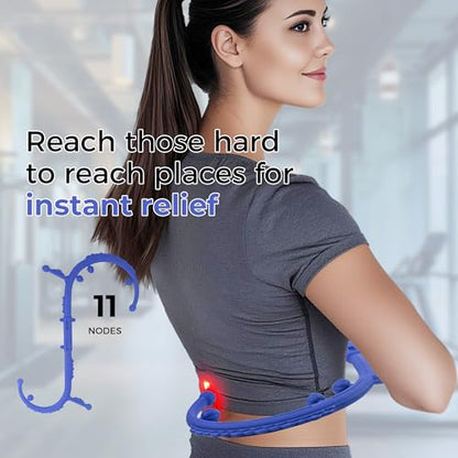 Massage Stick,Handheld Trigger Point Back and Neck Massager Cane, Deep Tissue Self Massage Tool for Muscle Knots and Myofascial Release,for Pain Relief and Muscle Recovery,Blue - color: Blue