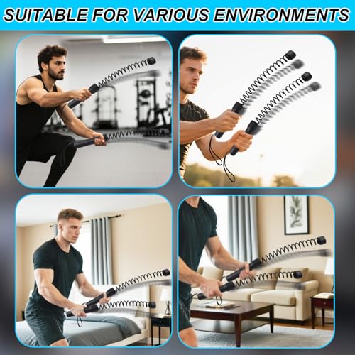 2pcs Cordless Battle Rope for Home Gym, Portable Ropeless Jump Weighted Exercise Crossrope Workout Flow Cross Cord Equipment for Training Strength HIIT Arms Chest Legs Fitness Enthusiasts Gifts