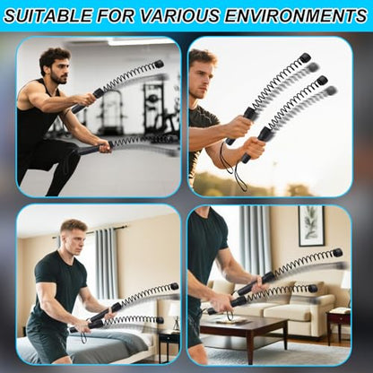 2pcs Cordless Battle Rope for Home Gym, Portable Ropeless Jump Weighted Exercise Crossrope Workout Flow Cross Cord Equipment for Training Strength HIIT Arms Chest Legs Fitness Enthusiasts Gifts