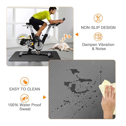 Treadmill Mat Compatible with Peloton Bike, 6mm Thick Exercise Bike Mat for Treadmill and Row Protect Hardwood Floor Carpet - size: 36" X 72"