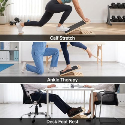 Professional Wooden Slant Board Adjustable Incline Wedge Stretcher Multi Angle Incline Foot Stretcher for Calf Ankle Achilles Heel Stretch Applicable to Squats Balance Mobility Daily Fitness Training