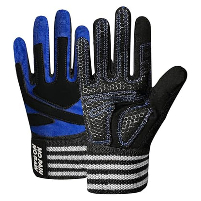 FINGER TEN Weightlifting Workout Gloves Men - color: Full-Blue, size: Large