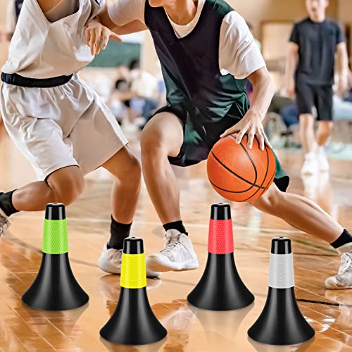 12 Pack Agility Training Sport Cones 9 Inch Flexible Marker Cones with Carry Bag Plastic Soccer Basketball Training Equipment for Indoor Outdoor Speed Grab Drills (Black)
