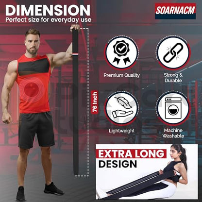 76-Inch Extended-Length Resistance Bands – Heavy-Duty Black Fabric Workout Bands for Strength, Mobility, Stretching & Full-Body Training – Durable Exercise Bands for Home