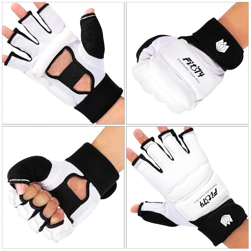 FitsT4 Sports Half Mitts MMA UFC Training Boxing Punch Bag Martial Arts Gloves - color: White, size: Small