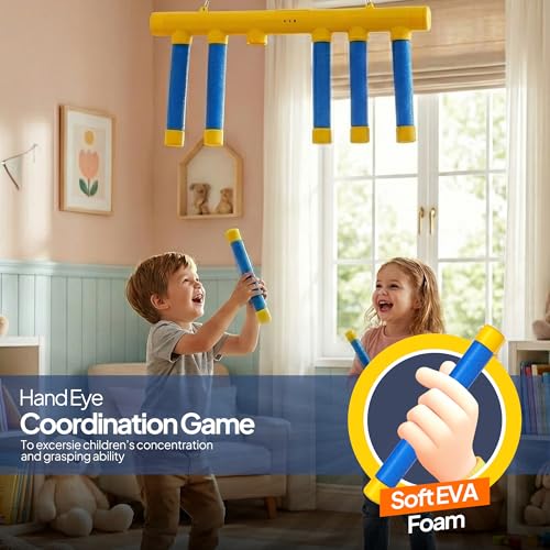 Reflex Drop Stick Game - Hand Eye Coordination Training Toy - Reaction Time Training Challenge with Remote and 3 Adjustable Speed Modes for Kids and Adults - Catch Falling Sticks Reflex Trainer Game