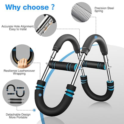 Adjustable U-Shaped Arm Strength Trainer – Portable 2-Level Resistance Band for Forearm, Biceps & Triceps – Ergonomic Grip, Home Gym Equipment (Black)