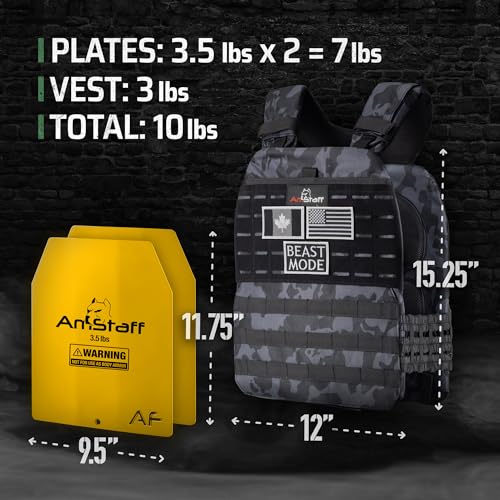 Amstaff Tactical Weighted Vest - Adjustable Weight Vests - Versatile Wearable Vest for Fitness Workouts, Strength and Endurance Training, Running - color: Multicam Black, style: 10 LB