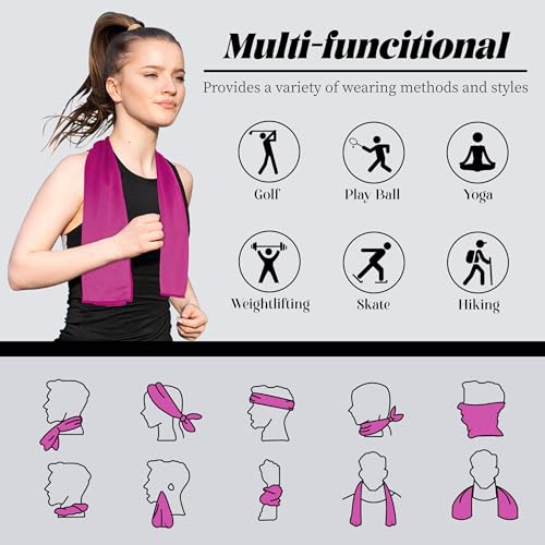 Cooling Towels for Neck and Face, 5 Pack Soft Microfiber Gym Towel（40" X 12", Breathable Cooling Towels for Hot Weather, Gym Yoga Sports Workout Sweat Towels for Men Women Kids