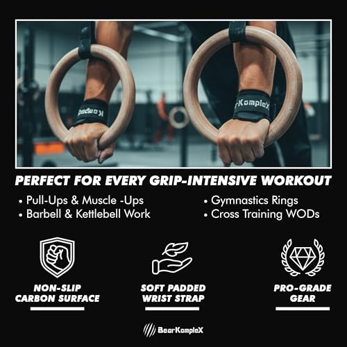 Bear KompleX No Hole Hand Grips - Non-Slip Fingerless Gymnastics Grips for Weight Lifting, Pull-ups & Cross Training | Lightweight, Padded Wrists & Foldable Grip. - size: Small