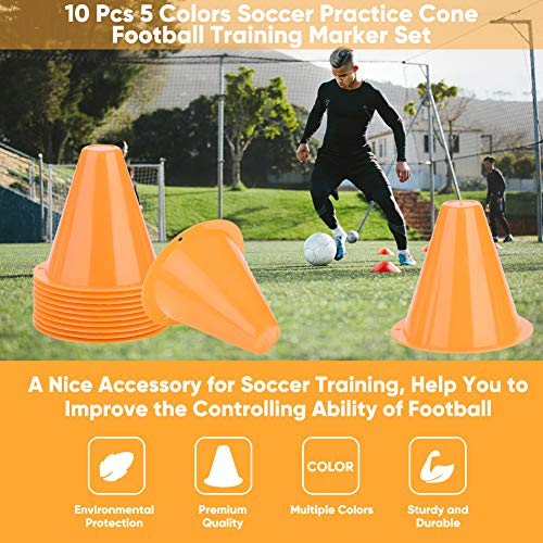 Cocoarm Pack of 10 Marker Cones, Football Marker Cones, Traffic Cones, Marker Cones, Training aids, Multifunctional Cones for Children, Football, Equestrian Sports, Home Fitness and Dog Training