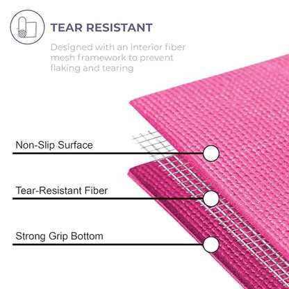 Voyage Yoga Mat, 10 Pack, 72" x 24" Professional Studio and Gym Bulk Yoga Mats, 5mm Thick, Durable, Anti-Tear, Non Slip Fitness and Exercise Mats - color: Fuchsia