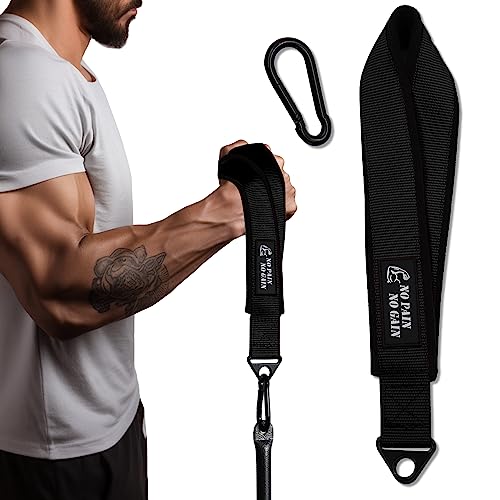 Arm Wrestling Training Strap Belt Hand Grip Arm Finger Forearm Exerciser Strengthener for Cable Machine and Free Weight - color: black strap only (not include loading pin)