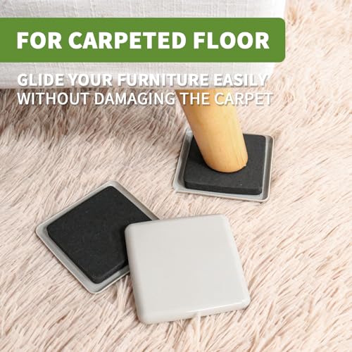 Furniture Sliders for Carpet and Hardwood, 8 PCS 3 1/2", Beige - size: Square 8 PCS 3 1/2'' Beige