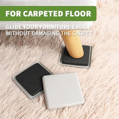 Furniture Sliders for Carpet and Hardwood, 16 PCS 3 1/2", Beige - size: Square 16 PCS 3 1/2'' Beige