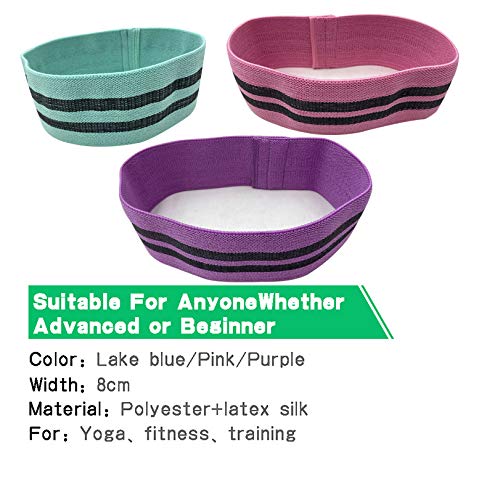 Hip Resistance Bands Non-Slip Design Fabric Booty Band Loop Set, 3 Size Fitness Workout Belts for Body Weight, Yoga and Pilates Exercise