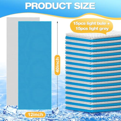 MENOLY 30 Packs Cooling Towels Bulk Cooling Towels for Neck and Face Gym Workout Cooling Neck Rags for Sports Yoga Soft Microfiber Breathable Sweat Rags for Hiking Running Fitness