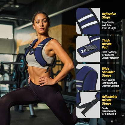 Zelus Weighted Vest for Women Men, Washable Z-Fit Weighted Vest 5/10/15lb - color: Deep Blue, size: 15 LB