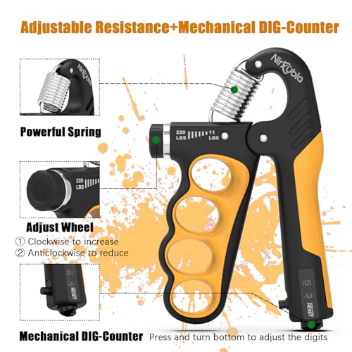 Hand Grip Strengthener Trainer Adjustable Resistance 11LBS-220LBS, Forearm Strengthener, Hand Squeezer With Mechanical Counter Multipurpose Grip for Muscle Building and Injury Recovery