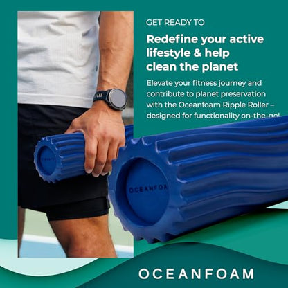 Ripple Travel Foam Roller (11" x 3.35") Firm Mini Foam Roller for Physical Therapy, Deep Tissue Massage, Back Pain - High Density, Ergonomic Wave Textured - Yoga, Exercise (Royal Blue) - color: Royal Blue