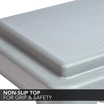 The Step (Made in USA) 4 Inch Stackable Aerobic Exercise Platform (Grey) with Non-Slip Surface and Nonskid Feet to Prevent Sliding