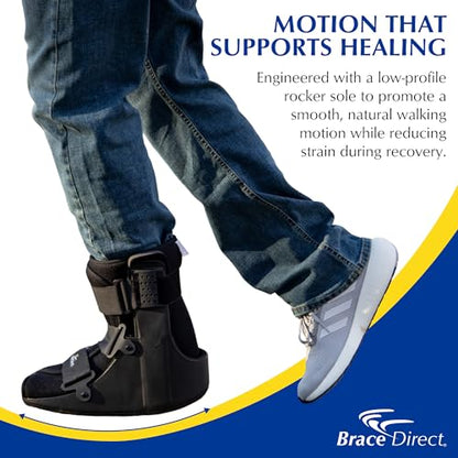 Brace Direct CAM Walker Fracture Boot Short - Lightweight Walking Boot for Foot & Ankle Injuries, Sprains & Stress Fractures - Doctor-Recommended (Men’s 4.5–7 / Women’s 6.5–8)