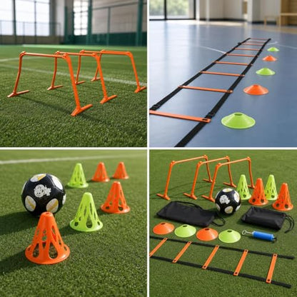 Agility Ladder Training Set, Soccer Cones & Hurdles, Football Training Equipment, Speed & Agility Gear