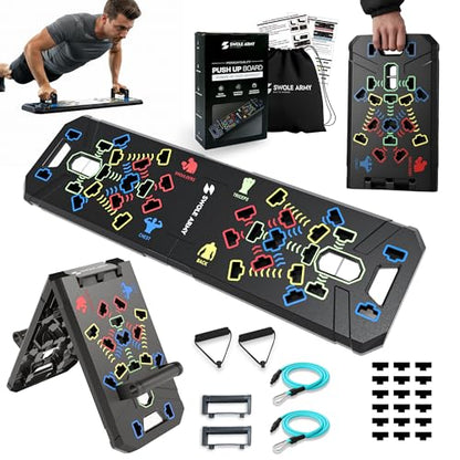 Solid Push Up Board | 20-in-1 Home Gym | Portable Workout Equipment | Multi-Functional Pushup Board For Men & Women | Professional Foldable Push Up Stands For Chest Muscles