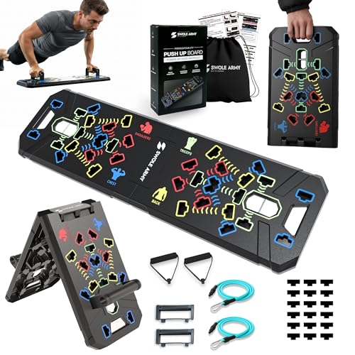 Solid Push Up Board | 20-in-1 Home Gym | Portable Workout Equipment | Multi-Functional Pushup Board For Men & Women | Professional Foldable Push Up Stands For Chest Muscles