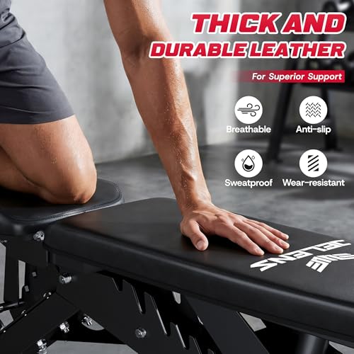 WB02 Adjustable Weight Bench for Home Gym, 660LBS Flat/Incline Workout Bench Press with Fast Adjustment, Thick Cushion, Silent Wheels for Strength Training