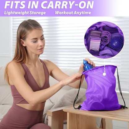 17 Pcs Home Pilates Kit with Resistance Bands 6 Tube Pedal Puller Resistance Band Set for Women Weight Loss Leg Training Workout Equipment Gym Exercise Equipment Beginners Yoga (Purple)