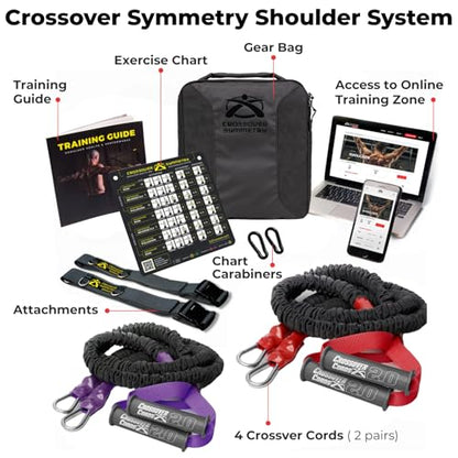 Crossover Symmetry Shoulder System Includes Two Sets of Resistance Bands Attachments Training Guide Exercise Chart Online Workouts for Home Fitness Rehab Rotator Cuff Exercises