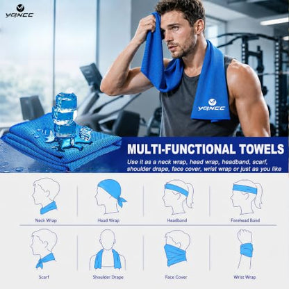 4 Pack Cooling Towels (40"x12"), Cool Neck Towel, Soft Breathable Microfiber for Gym, Yoga, Golf, Running, Camping & Summer Outdoor Activities