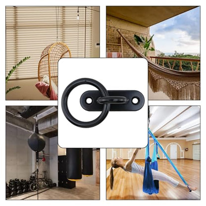 Semetall M8 Black Ceiling-Wall Mount Hook & Pad Eye Plate - 4 Pack 304 Stainless Steel Deck Hardware, Heavy Duty Anchor Rings for Boat Rigging, Yoga Swings, Hammocks & Marine Suspension(Oval) - size: M8 - Oval